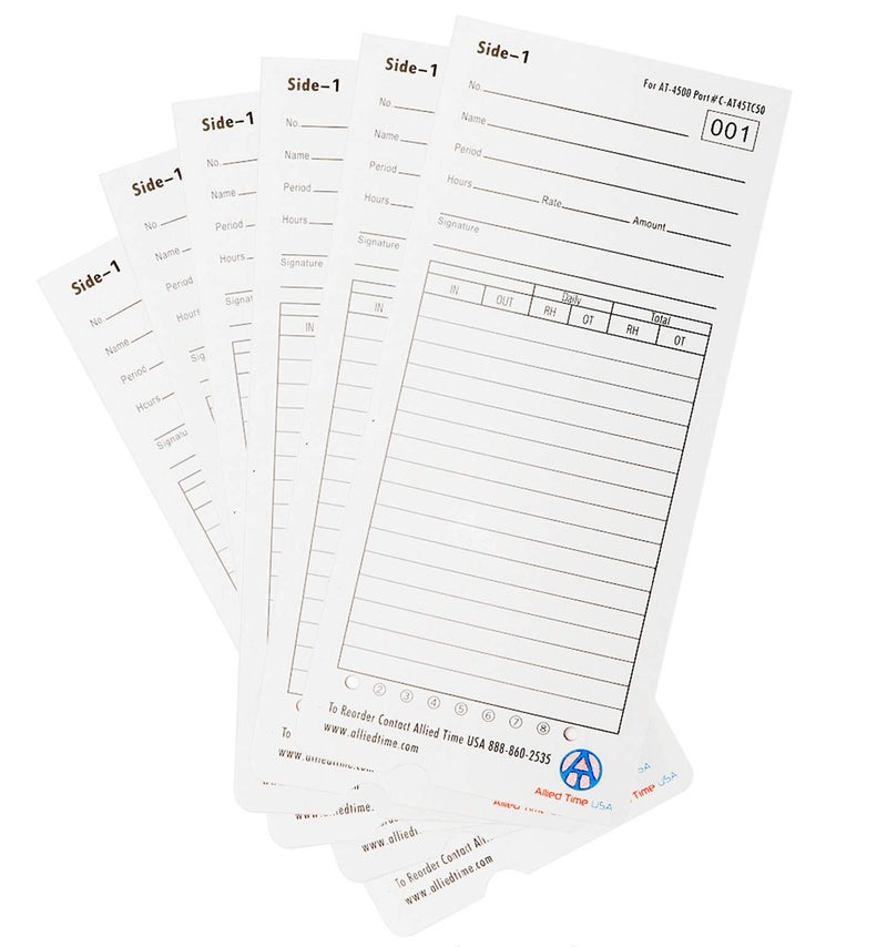 Allied Time USA Genuine AT-4500 Time Cards, 4-Packs of 50ea - Image 2